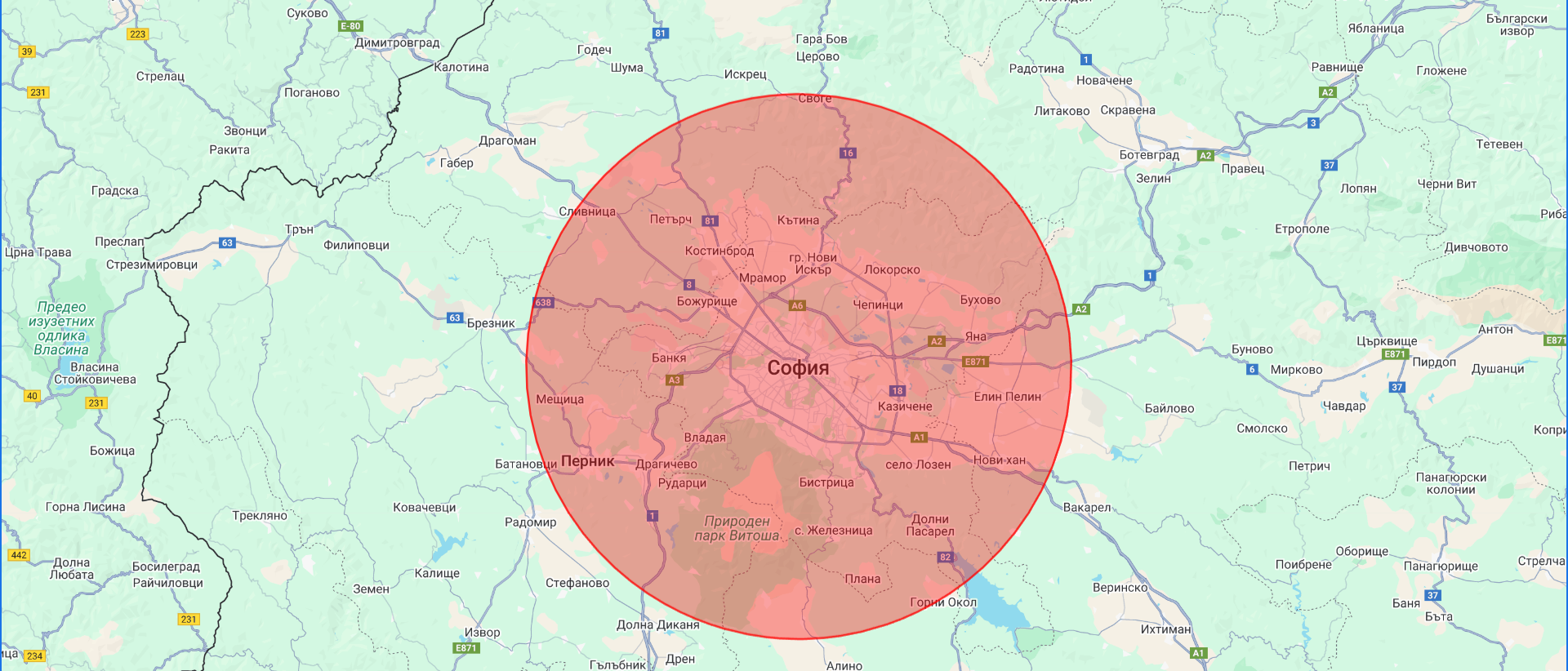 Venkov Mobile Detailing Service Area Map - София и околността